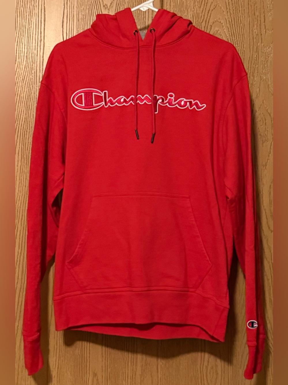 Champion Red Hoodie with Embroidered Logo